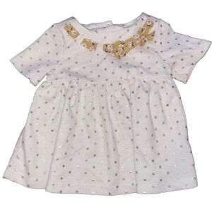 12M Baby Girl Gold Polk-A-Dot Short Sleeve Top